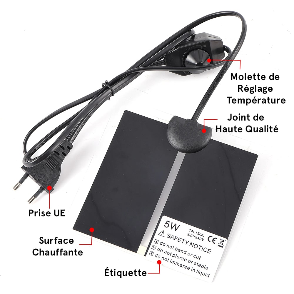 tapis chauffant terrarium avec thermostat detail