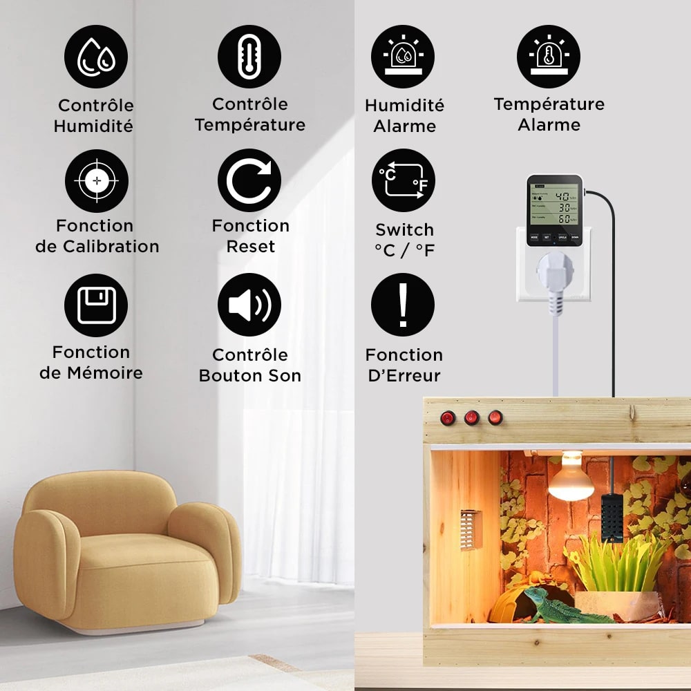 thermostat hygrostat terrarium 4 modes controles 4